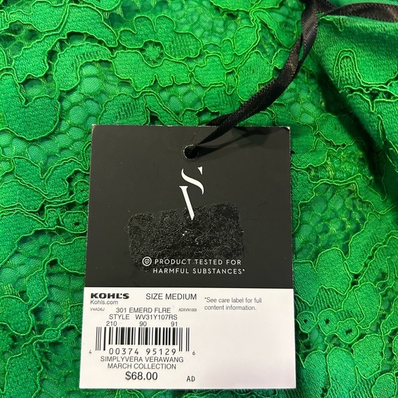 ๐โ Simply Veraโ Vera Wang Green Lace Fully Lined Dress w/ Pockets Size M๐ - Picture 7 of 14